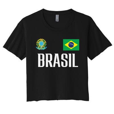 Brasil Flag Brazil Football Soccer Fan Women's Crop Top Tee