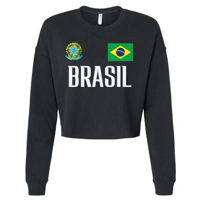 Brasil Flag Brazil Football Soccer Fan Cropped Pullover Crew