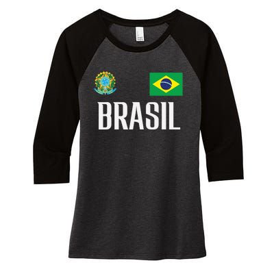 Brasil Flag Brazil Football Soccer Fan Women's Tri-Blend 3/4-Sleeve Raglan Shirt