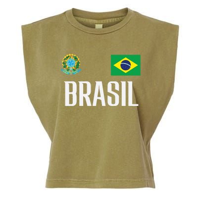 Brasil Flag Brazil Football Soccer Fan Garment-Dyed Women's Muscle Tee