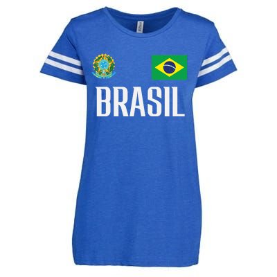 Brasil Flag Brazil Football Soccer Fan Enza Ladies Jersey Football T-Shirt