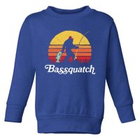 Bassquatch! Funny Bigfoot Fishing Outdoor Retro Cute Gift Toddler Sweatshirt