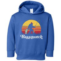 Bassquatch! Funny Bigfoot Fishing Outdoor Retro Cute Gift Toddler Hoodie