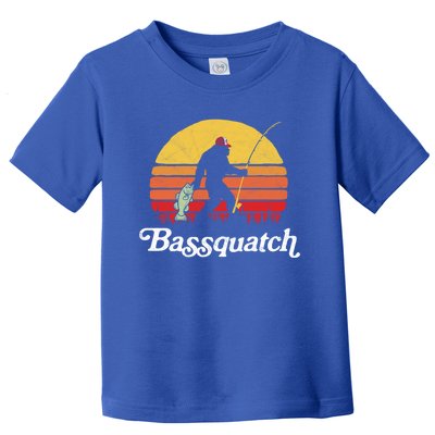 Bassquatch! Funny Bigfoot Fishing Outdoor Retro Cute Gift Toddler T-Shirt