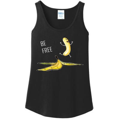 Be Free Banana Funny Banana Man Running Banana Stripping Ladies Essential Tank