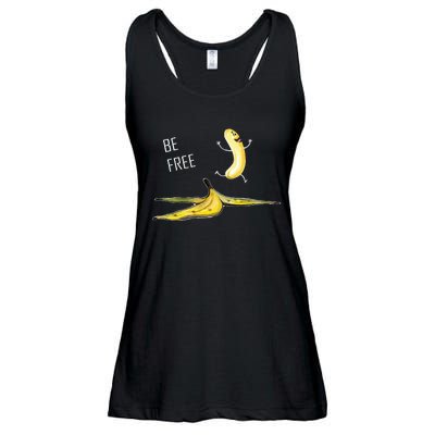 Be Free Banana Funny Banana Man Running Banana Stripping Ladies Essential Flowy Tank