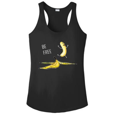 Be Free Banana Funny Banana Man Running Banana Stripping Ladies PosiCharge Competitor Racerback Tank