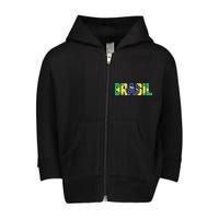 Brasil Flag Brazilian Soccer Fan Toddler Zip Fleece Hoodie