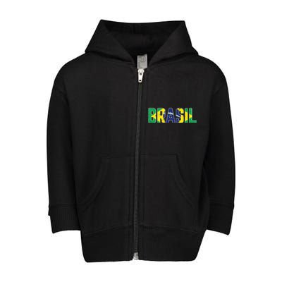 Brasil Flag Brazilian Soccer Fan Toddler Zip Fleece Hoodie