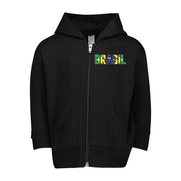 Brasil Flag Brazilian Soccer Fan Toddler Zip Fleece Hoodie