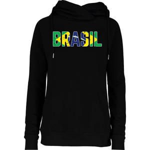 Brasil Flag Brazilian Soccer Fan Womens Funnel Neck Pullover Hood