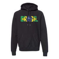 Brasil Flag Brazilian Soccer Fan Premium Hoodie