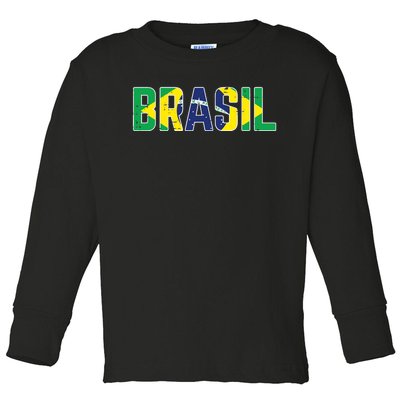 Brasil Flag Brazilian Soccer Fan Toddler Long Sleeve Shirt