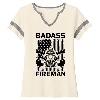 Badass Fireman Ladies Halftime Notch Neck Tee