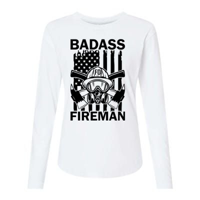 Badass Fireman Womens Cotton Relaxed Long Sleeve T-Shirt