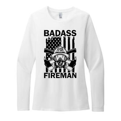 Badass Fireman Womens CVC Long Sleeve Shirt