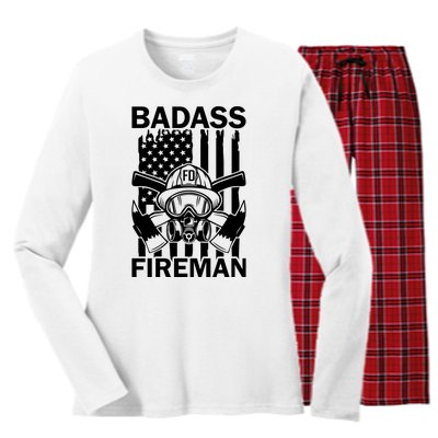 Badass Fireman Women's Long Sleeve Flannel Pajama Set 