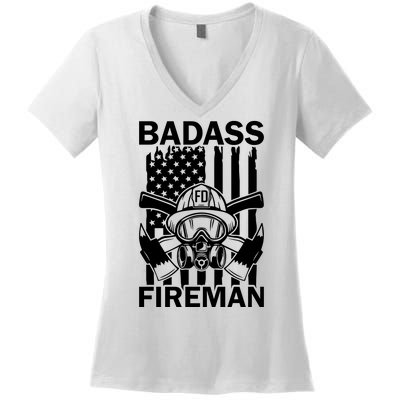 Badass Fireman Women's V-Neck T-Shirt