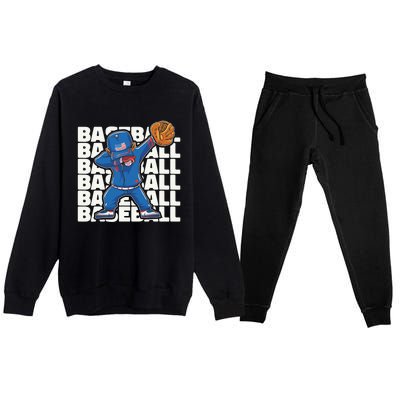 Baseball For Boy, Dabbing Baseball Player Premium Crewneck Sweatsuit Set