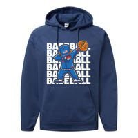 Baseball For Boy, Dabbing Baseball Player Performance Fleece Hoodie