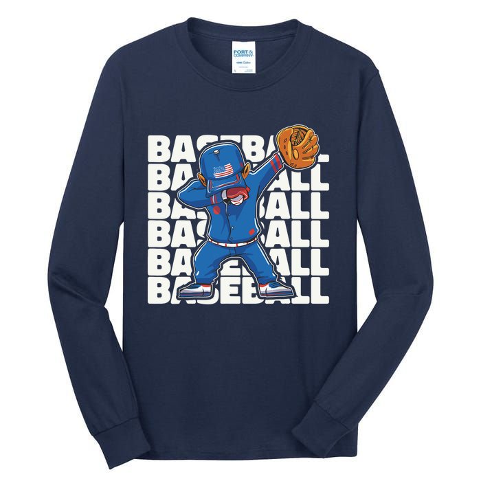 Baseball For Boy, Dabbing Baseball Player Tall Long Sleeve T-Shirt