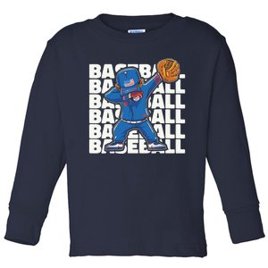 Baseball For Boy, Dabbing Baseball Player Toddler Long Sleeve Shirt