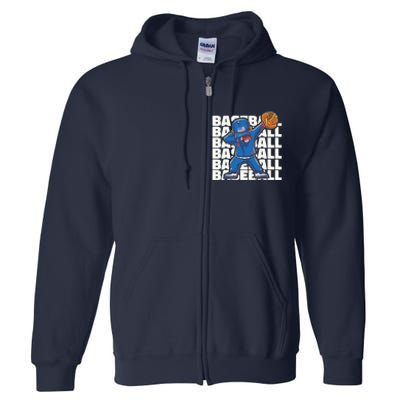 Baseball For Boy, Dabbing Baseball Player Full Zip Hoodie