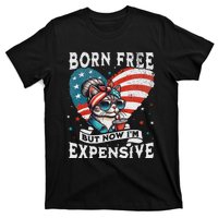 Born Free But Now IM Expensive Funny Mom Bun Cat July 4th T-Shirt