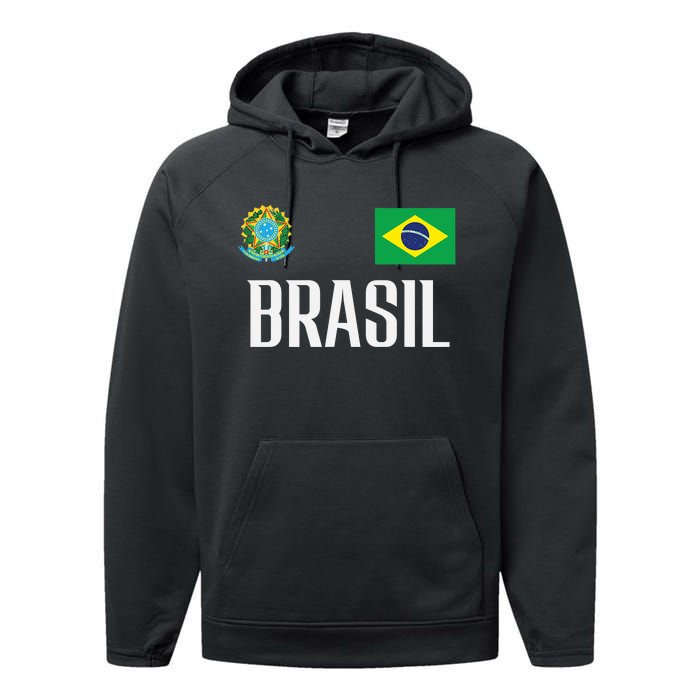 Brasil Flag Brazil Football Soccer Fan Performance Fleece Hoodie