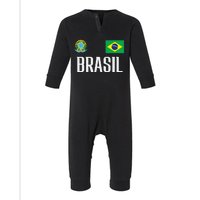 Brasil Flag Brazil Football Soccer Fan Infant Fleece One Piece