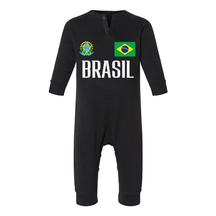 Brasil Flag Brazil Football Soccer Fan Infant Fleece One Piece