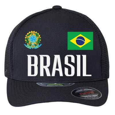 Brasil Flag Brazil Football Soccer Fan Flexfit Unipanel Trucker Cap