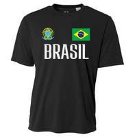 Brasil Flag Brazil Football Soccer Fan Cooling Performance Crew T-Shirt