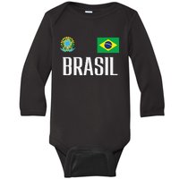 Brasil Flag Brazil Football Soccer Fan Baby Long Sleeve Bodysuit