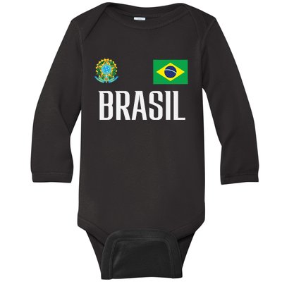 Brasil Flag Brazil Football Soccer Fan Baby Long Sleeve Bodysuit