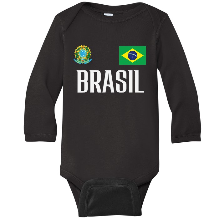 Brasil Flag Brazil Football Soccer Fan Baby Long Sleeve Bodysuit