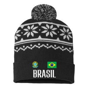 Brasil Flag Brazil Football Soccer Fan USA-Made Snowflake Beanie