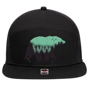 Bear Forest 7 Panel Mesh Trucker Snapback Hat