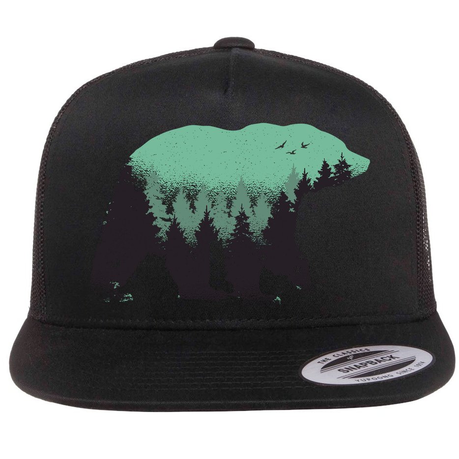 Bear Forest Flat Bill Trucker Hat