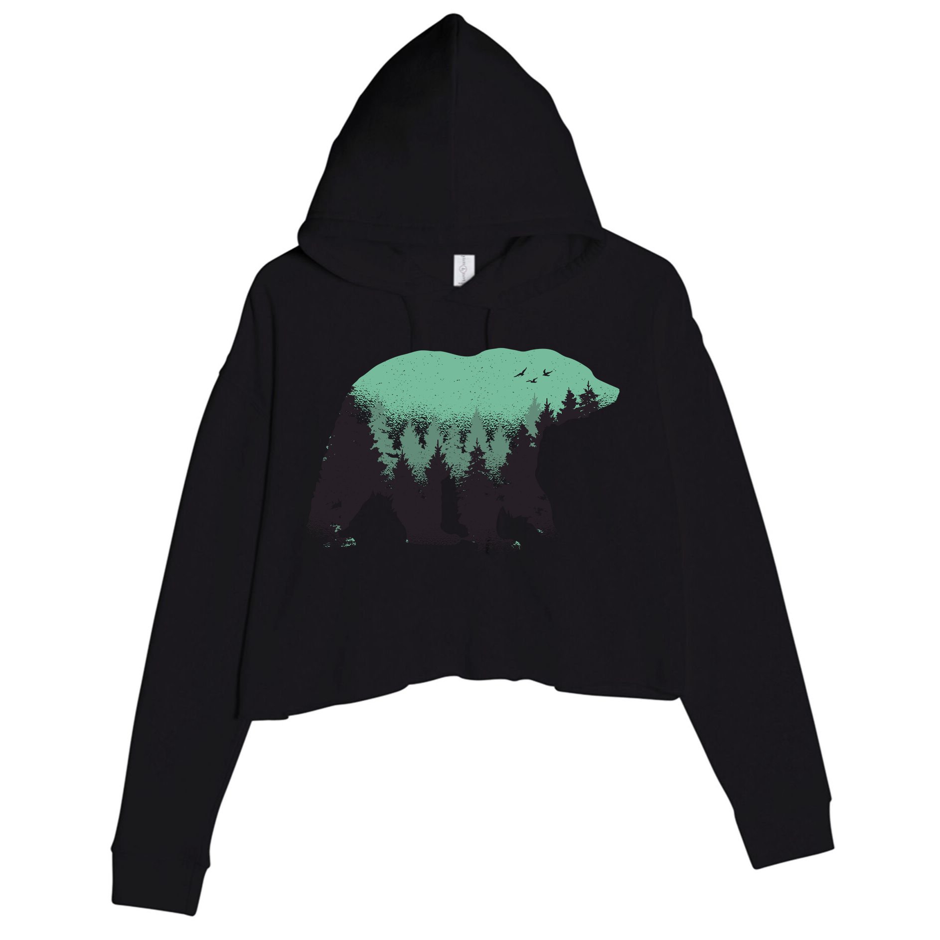 Bear Forest Crop Fleece Hoodie