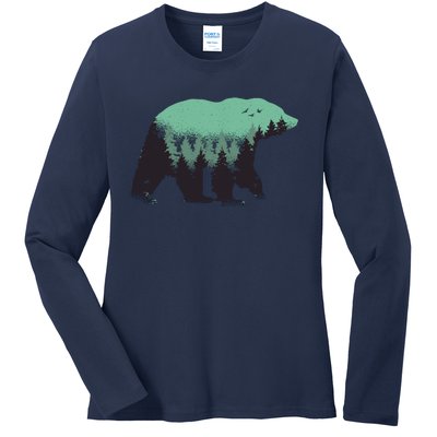 Bear Forest Ladies Long Sleeve Shirt