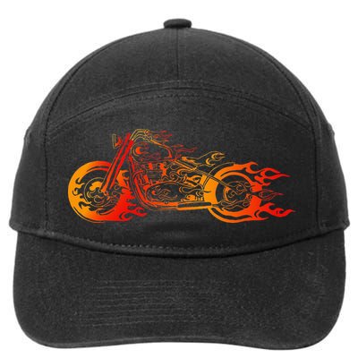 Bruning Fire Bobber Motorcycle Chopper Biker Motorbike 7-Panel Snapback Hat