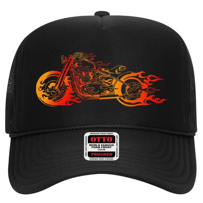 Bruning Fire Bobber Motorcycle Chopper Biker Motorbike Trucker Hat