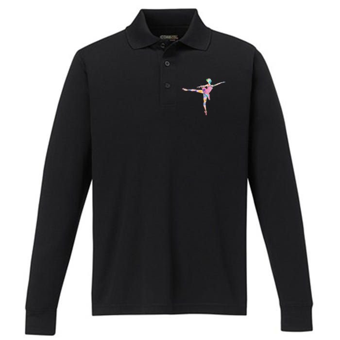 Ballerina Flower Ballet Dancer Danseur Danseuse Performance Long Sleeve Polo