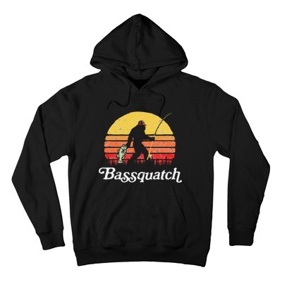 Bassquatch! Funny Bigfoot Fishing Outdoor Retro Hoodie