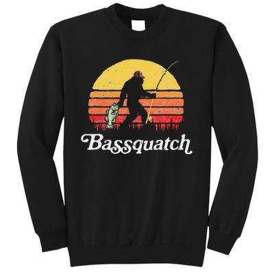 Bassquatch! Funny Bigfoot Fishing Outdoor Retro Sweatshirt