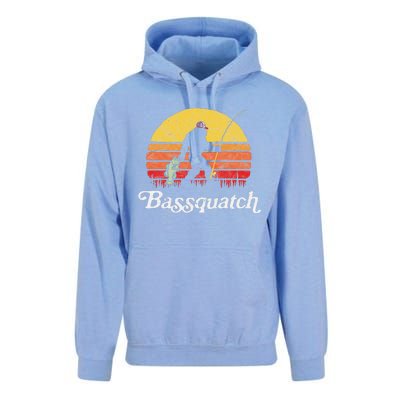 Bassquatch! Funny Bigfoot Fishing Outdoor Retro Unisex Surf Hoodie