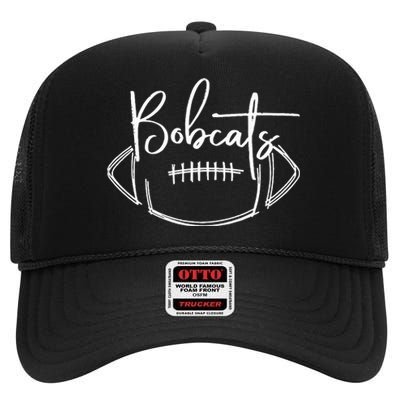 Bobcats Football Bobcat Pride School Spirit Sports Football High Crown Mesh Back Trucker Hat