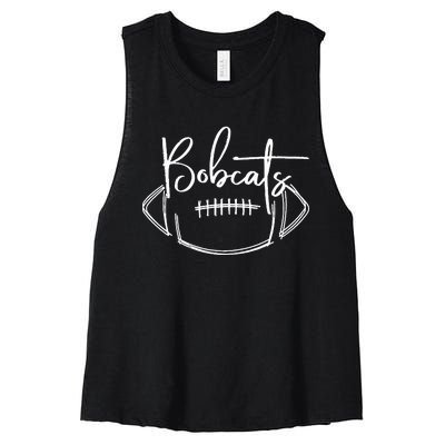 Bobcats Football Bobcat Pride School Spirit Sports Football Women's Racerback Cropped Tank