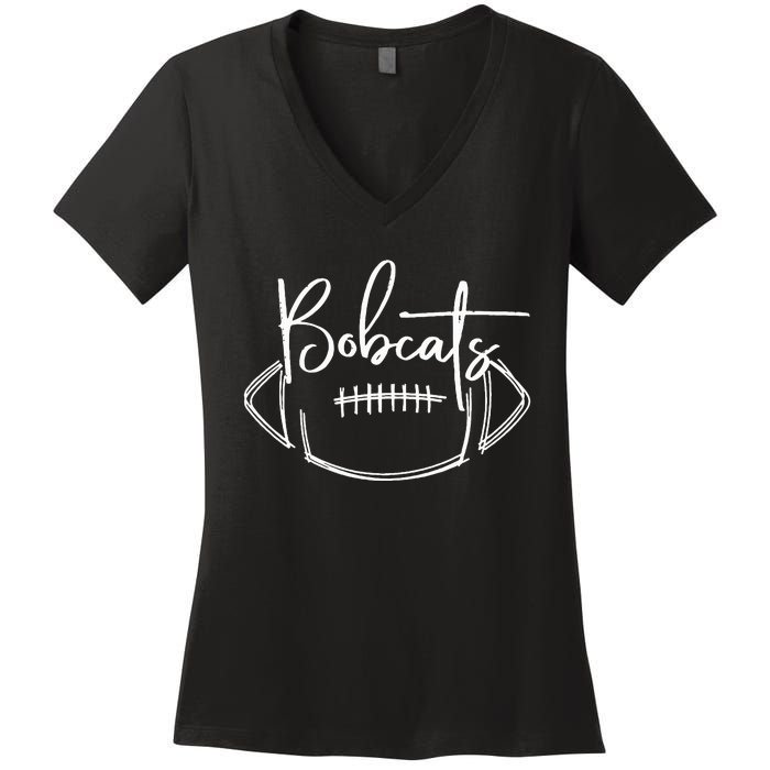 Bobcats Football Bobcat Pride School Spirit Sports Football Women's V-Neck T-Shirt